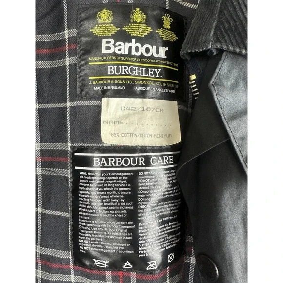 Vintage Barbour Burghley A170 Long Jacket Mens C42 Wax Equestrian Trench Coat - Picture 8 of 16